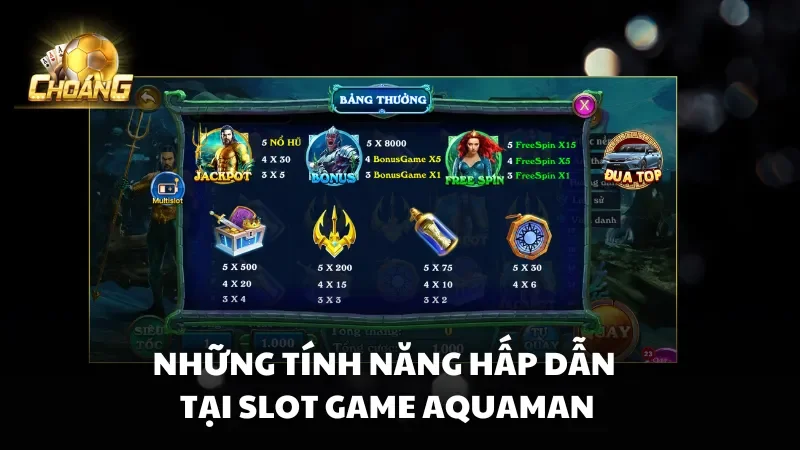 Những tính năng hấp dẫn tại SLot Game Aquaman Choáng Club